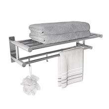 Carica l'immagine nel visualizzatore di Gallery, Eridanus Porta Asciugamani Bagno, Portasciugamani da Parete con Mensole Doppia in Accaio Inox SUS304, Mensola Portasciugamani con Ganci, Lucido, Scaffale Barre, Stile Hotel - 60 x 22,5 x 16 cm