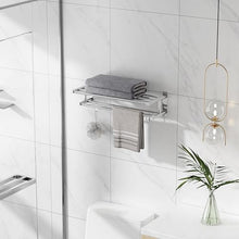 Carica l'immagine nel visualizzatore di Gallery, Eridanus Porta Asciugamani Bagno, Portasciugamani da Parete con Mensole Doppia in Accaio Inox SUS304, Mensola Portasciugamani con Ganci, Lucido, Scaffale Barre, Stile Hotel - 60 x 22,5 x 16 cm