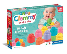 Carica l&#39;immagine nel visualizzatore di Gallery, Clementoni - Mattoncini Costruzioni Morbide Soft Clemmy, Set 10 Mattoncini di Gomma Prima Infanzia per Bambini 6 Mesi, Gioco Sensoriale Impilabile e Lavabili, Made In Italy, 17988