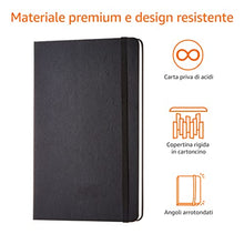Carica l'immagine nel visualizzatore di Gallery, Amazon Basics Taccuino classico con pagine bianche, Misura Grande, Nero, 13.5 x 21 cm