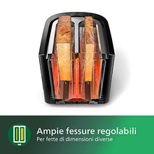 Carica l'immagine nel visualizzatore di Gallery, Philips Daily Collection Tostapane - 8 impostazioni, 2 fette, Griglia scaldapanini integrata, Fessura Ampia, 2 Grandi Fessure, Vassoio raccoglibriciole rimovibile, Nero (HD2581/90)