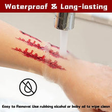 Carica l'immagine nel visualizzatore di Gallery, Tatuaggi Temporanei Halloween, 280+PCS/60Fogli Trucco Adesivo Viso Halloween - Halloween Zombie Scar Tattoos con Sangue Finto, Cicatrici Finte, Costume Speciale Trucco per Bambini Adulti Cosplay