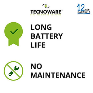 Tecnoware Batteria Ermetica al Piombo 12 V Capacità 9 Ah, per UPS, Sistemi di Videosorveglianza e Allarme, Attacco Faston 6.3 mm, Dimensioni 15.1 x 9.4 x 6.5 cm