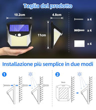 Carica l&#39;immagine nel visualizzatore di Gallery, Luci LED Esterno Giardino Solare - 248 LED Luce Esterno con Pannello Solari con Sensore da Movimento 3 Modos 270° Illuminazione Lampada Solare da Esterno IP65 Impermeabile per Parete Garage
