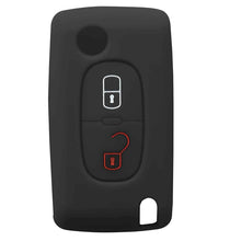 Carica l'immagine nel visualizzatore di Gallery, AUTOZOCO Cover Compatibile con Chiave Auto Peugeot Citroen 2 Tasti | Custodia protettiva in silicone per auto | Nero