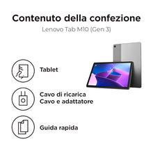 Carica l&#39;immagine nel visualizzatore di Gallery, Lenovo Tab M10 3° Gen, Tablet Display 10.1&quot; WUXGA (1920x1200), RAM 4GB, 64GB, 5000mAh, Unisoc T610, Tablet Android 11, Storm Grey, Alimentatore Incluso - Esclusiva Amazon