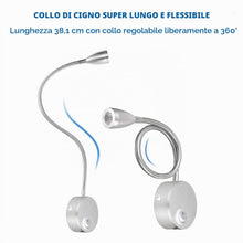 Carica l'immagine nel visualizzatore di Gallery, Lampada da lettura,LED luce da letto con montaggio a muro, luce notturna in alluminio,bianco-caldo,200LM/3000K/3W,angola