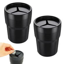 Carica l'immagine nel visualizzatore di Gallery, Set di 2 Pattumiere Auto con Copertura, Mini Cestino per Auto Compatto, Contenitore Multiuso in Polipropilene e PVC, Ner