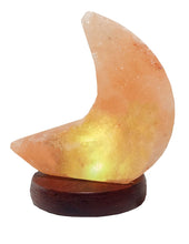 Carica l'immagine nel visualizzatore di Gallery, Moses Omm for You - Lampada di Cristallo di Sale Luna con USB, LED e Base in Palissandro