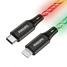 Carica l'immagine nel visualizzatore di Gallery, Philips Cavo di ricarica DLC5130L/01 per iPhone RGB 1M, cavo Lightning di ricarica rapida 27W, sincronizzazione 480Mbps,
