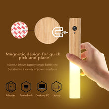 Carica l'immagine nel visualizzatore di Gallery, Luci notturne con sensore di movimento, sensore magnetico per corridoio, applique da parete in legno, luce LED portatile