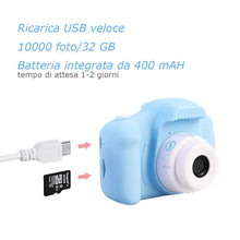 Carica l'immagine nel visualizzatore di Gallery, Faburo Macchina Fotografica Bambini con Scheda SD 32 GB, Fotocamera Bambini Portatile, Ricaricabile Fotocamera Digital Bambini, Videocamera Regalo di Compleanno/Natale per Bambini(Blu)