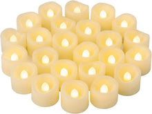 Carica l'immagine nel visualizzatore di Gallery, 24 lumini a LED da 3 cm, con batteria, luce bianca calda, elettriche, senza fiamma, fiamma tremolante, per esterni, fest