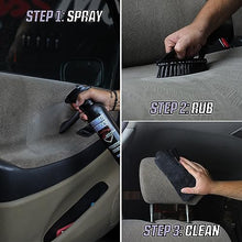 Carica l'immagine nel visualizzatore di Gallery, Pulisce la tappezzeria in tessuto e Alcantara per sedili e tappetini dell'auto, Detergente per interni auto Nuovo profumo - BassMotor Ultimate Interior 500ml + Spazzola