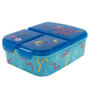 ILS I LOVE SHOPPING Porta Merenda Scuola con 3 scomparti Portamerenda in Plastica Bambini Pranzo Launch Box - BPA Free (Stitch)