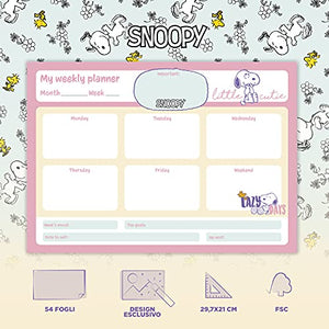Grupo Erik: Planning da Tavolo A4 Snoopy, Planner settimanale con 54 fogli a strappo, 21 x 29,7 cm, Agenda Organizer, To Do List Planner, Planner settimanale da scrivania