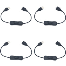 Carica l'immagine nel visualizzatore di Gallery, CESFONJER Cavo USB Con Interruttore On/Off, 4pcs 30cm, Da Maschio a Femmina, Compatibile per Ventilatore, Strisce LED