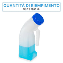 Carica l'immagine nel visualizzatore di Gallery, ARNOMED Bottiglia per urina per donne e uomini 1000ml, orinatoio con coperchio e attacco aggiuntivo, bottiglia per urina