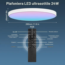 Carica l'immagine nel visualizzatore di Gallery, HOTUT Plafoniera LED Soffitto con RGB, Lampada con Telecomando e Controllo APP, Plafoniera Led Soffitto 24W, Plafoniera 