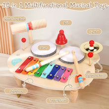 Carica l'immagine nel visualizzatore di Gallery, LZDMY Strumenti Musicali Bambini Tamburo Bambino 1 2 3 4 5 Anni Batteria Bambini, 10 in 1 Xilofono Giocattolo Musicale Legno, Giochi Montessori Bambini, Regalo Bambina per Compleanno,Natale,Pasqua