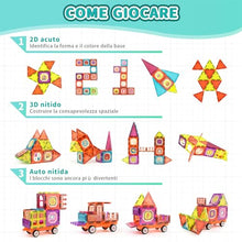 Carica l'immagine nel visualizzatore di Gallery, Gavgroom Costruzioni Magnetiche 80 Pezzi Colorati Costruzioni per Bambini 3 Anni Magneti Bambini con 1 Auto Tessere Magnetiche per Bambini da 3 4 5 6 7 8
