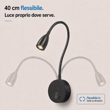 Carica l'immagine nel visualizzatore di Gallery, ledmo 2 Pezzi Lampade da Lettura LED a Parete 3W 3000K Nere Flessibili 360°
