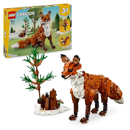 LEGO Creator 3 in 1 Animali della Foresta: Volpe Rossa Giocattolo, Giochi per Bambini e Bambine da 9 Anni in su, Modelli Trasformabili in Gufo e Scoiattolo Snodabili, Idea Regalo Divertente 31154
