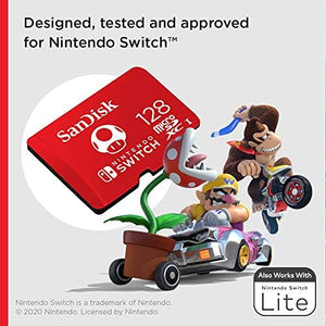SanDisk 128 Go microSDXC Scheda per Nintendo Switch, Scheda di memoria con Licenza Nintendo, fino a 100 MB/s UHS-I Class 10 U3