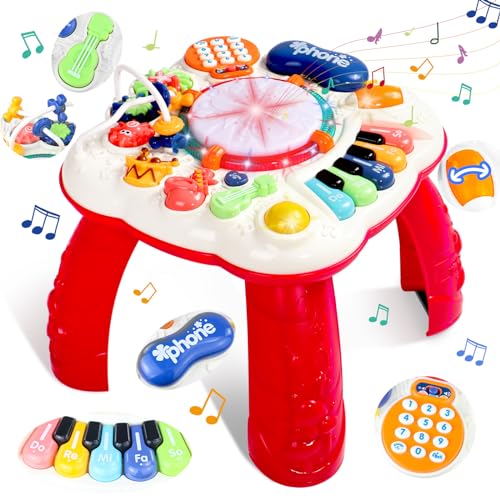 Giochi Bambini 1 Anno - Tavolo Multiattivita Bambini con Suoni e Luci Giochi Montessori 1 Anno Tavolino Bambini Gioco Bimbo Interattivo 1 Anno Strumenti Musicali Bambini Regalo Bimba Bimbo 1 2 3 Anno