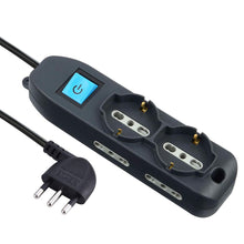 Carica l'immagine nel visualizzatore di Gallery, Electraline 62050 Multipresa 6 Posti 2 Schuko e 4 Bivalenti 10/16A, Cavo HO5 VV-F, Spina 16A, Nero, 3 M
