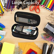 Carica l&#39;immagine nel visualizzatore di Gallery, Coolzon Zaino scolastico espandibile, astuccio di grande capacità, astuccio per matite, astuccio per cancelleria, borsa per trucchi, per ragazze, ragazzi, studenti, bambini e adulti, Grigio, Borsa