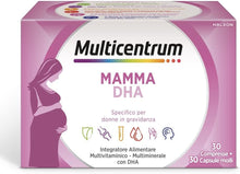 Carica l'immagine nel visualizzatore di Gallery, Multicentrum Mamma DHA, Integratore Alimentare Multivitaminico e Multiminerale, fonte di vitamine che forniscono numerosi benefici per le Donne in gravidanza, 30 Compresse + 30 capsule molli