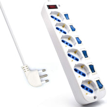 Carica l'immagine nel visualizzatore di Gallery, Multipresa a 6 Posti, Ciabatta Elettrica con 6 Prese Italiane e Schuko/Tedesche - Spina Italiana 16A - Potenza 250V/2500