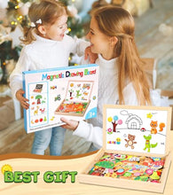 Carica l'immagine nel visualizzatore di Gallery, Jojoin 130 Pezzi Puzzle Magnetico di Legno - 2024 Nuova Giochi Montessori con Lavagna Magnetica Puzzle e Frutta Animale Carina - Educativi Puzzle Regalo Bambini Bambino 2 3 4 Anni