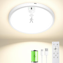 Carica l'immagine nel visualizzatore di Gallery, Lampada da soffitto a batteria con sensore di movimento, lampada da soffitto LED wireless per interni, dimmerabile con b