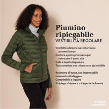 Carica l'immagine nel visualizzatore di Gallery, Amazon Essentials Piumino leggero a maniche lunghe resistente all'acqua ripiegabile (disponibile in taglie forti) Donna, Nero, XL