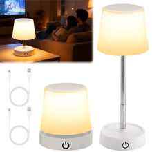 Carica l'immagine nel visualizzatore di Gallery, 2 Pezzi Lampada da Tavolo Regolabile in Altezza, Lampada da Tavolo Senza Fili, Tavolo a LED con Batteria USB, dimmerabil
