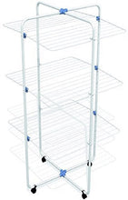 Carica l'immagine nel visualizzatore di Gallery, Gimi Vip 3 Stendibiancheria da Pavimento, Stendino a Torre, Verticale, 3 Ripiani, Spazio di Stenditura 30 m, con Ruote, Acciaio, 71 x 71 x 131 cm