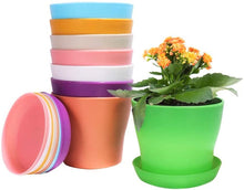 Carica l'immagine nel visualizzatore di Gallery, KAHEIGN 8 Pezzi 14cm Vasi per Piante in Plastica Colorati, Vasi da Fiori per Interni da 8 Colori con Contenitore per Pia