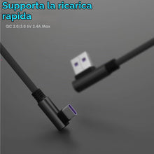 Carica l'immagine nel visualizzatore di Gallery, Techgear - Cavo USB C (90 gradi), colore nero