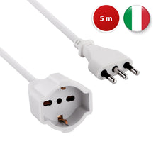 Carica l'immagine nel visualizzatore di Gallery, Velamp Prolunga elettrica da 5mt - Presa polivalente (Schuko + 10/16A) - Spina Grande 16A – Cavo elettrico multipolare 3