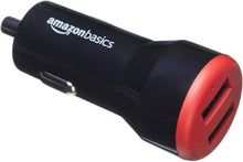 Carica l'immagine nel visualizzatore di Gallery, Amazon Basics Caricabatterie per auto USB-A a 2 porte - 24 W - per cellulari (iPhone 16/ 15/14/13/12/11/X, Samsung e alt