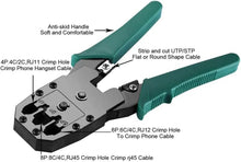 Carica l'immagine nel visualizzatore di Gallery, SQUADO Strumento Di Crimpatura Pinza Crimpatrice (Plug RJ11 RJ12 RJ45, 8P 6P 4P) Per Cavo Di Rete Ethernet Lan Rete Tele