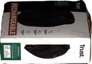 Trust Fyda Mouse Wireless Ricaricabile, Design Sostenibile, 800-2400 DPI, 6 Pulsanti, 2,4 GHz, Ricevitore USB, Mouse Ergonomico senza Filo per Laptop, PC, Computer, Macbook, Ufficio - Nero