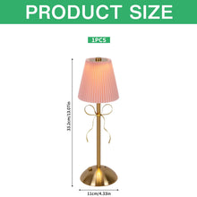 Carica l'immagine nel visualizzatore di Gallery, Lampada da Tavolo a LED,Piccola Lampada da Tavolo con Fiocco Dorato,Lampada da Scrivania a LED Ricaricabile,Lampada da T