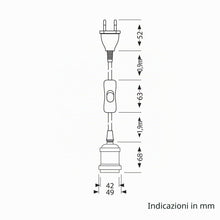 Carica l'immagine nel visualizzatore di Gallery, ledscom.de Cavo tessile RETRA, spina, interruttore, bronzo opaco, 3 m, portalampada, 1x E27 max. 60 W