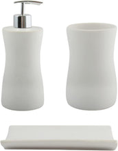 Carica l'immagine nel visualizzatore di Gallery, Accessori da Bagno MSV Set in Ceramica da 3 Pezzi: Dispenser di Sapone, portasapone, portaspazzolino Palma White