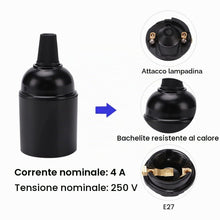 Carica l'immagine nel visualizzatore di Gallery, VooGenzek 4 Pezzi E27 Vintage Portalampada Nera, Portalampada E27 a vite Edison in bachelite, Adattatore in Bachelite So