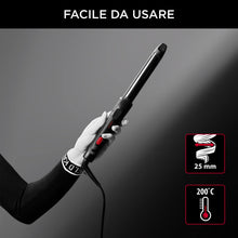 Carica l'immagine nel visualizzatore di Gallery, Rowenta x Karl Lagerfeld CF321L Ferro Arricciacapelli, 25 mm, Rivestimento Cheratina Lucente, Onde e Ricci Naturali, Tem
