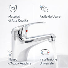 Carica l'immagine nel visualizzatore di Gallery, Rubinetto Miscelatore per Lavabo con Finitura Cromata Brillante | Kit Completo di Montaggio